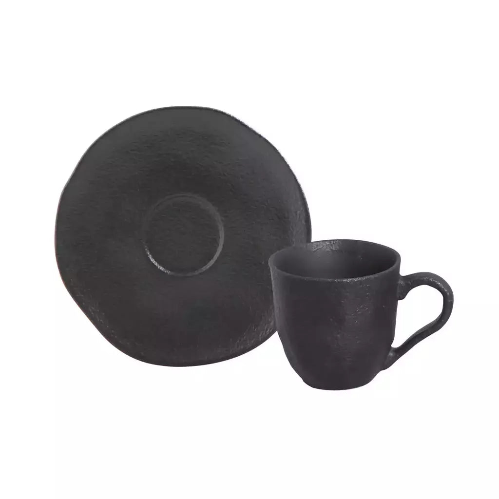 Conjunto com 6 Xícaras de Café com Pires Bio Preto Matte