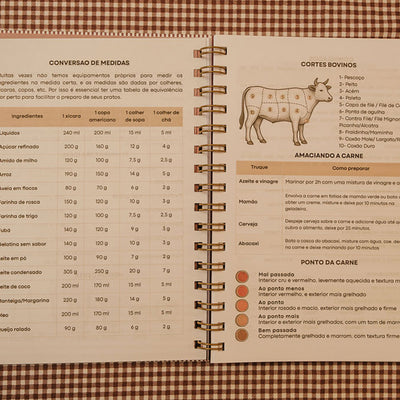 Caderno de Receitas Personalizado Listras e Laço Marrom