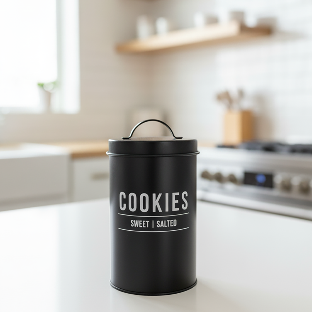 Pote para Biscoitos Minimalista – Preto