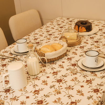 Toalha de Mesa Floral Vintage - Linho Rústico