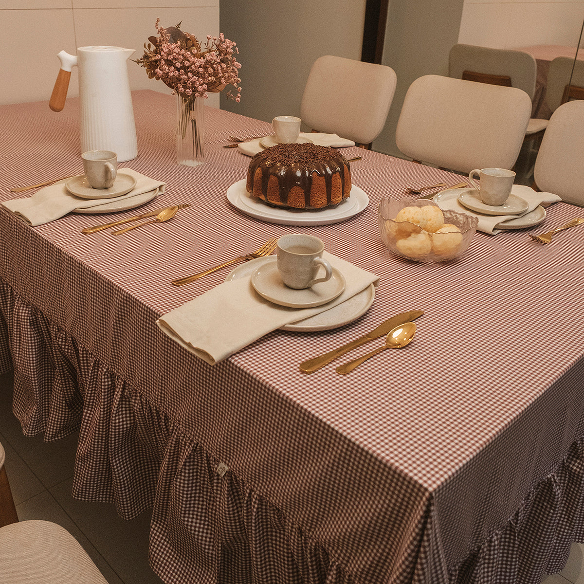 Kit Receitas da Mamãe – Toalha Xadrez Babado + Caderno Personalizado