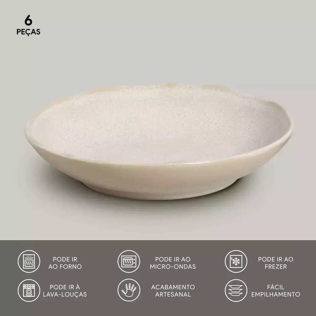 Conjunto com 6 Pratos Fundo Bio Latte