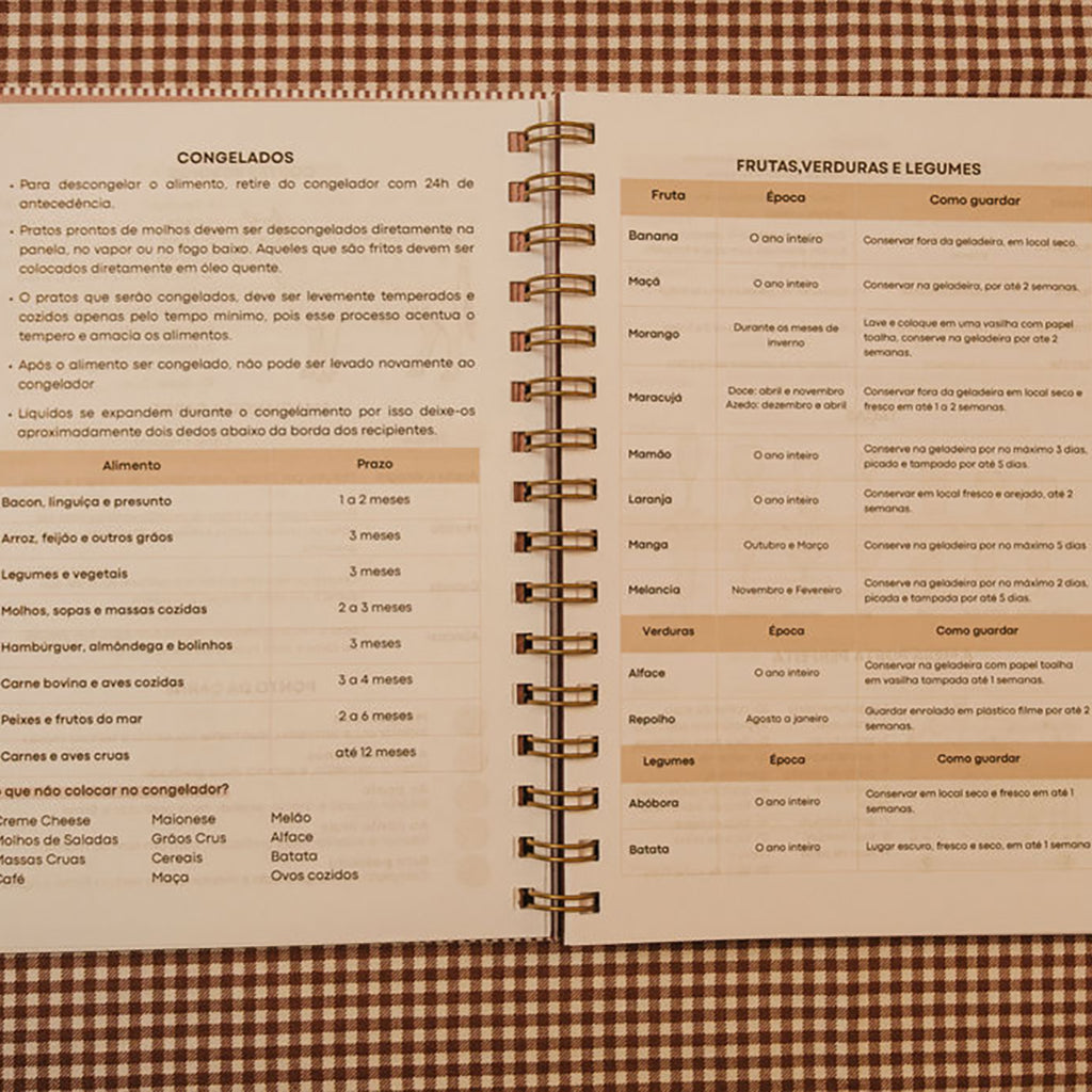 Caderno de Receitas Personalizado Listras e Laço Marrom