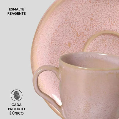 Conjunto com 6 Xícaras de Café com Pires Bio Litchi
