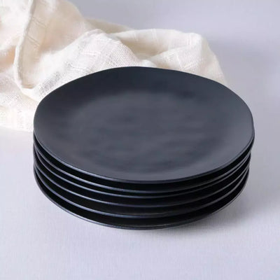 Conjunto com 6 Pratos Raso Orgânico Preto Matte