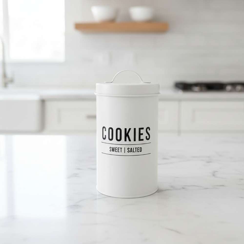 Pote para Cookies Minimalista – Branco