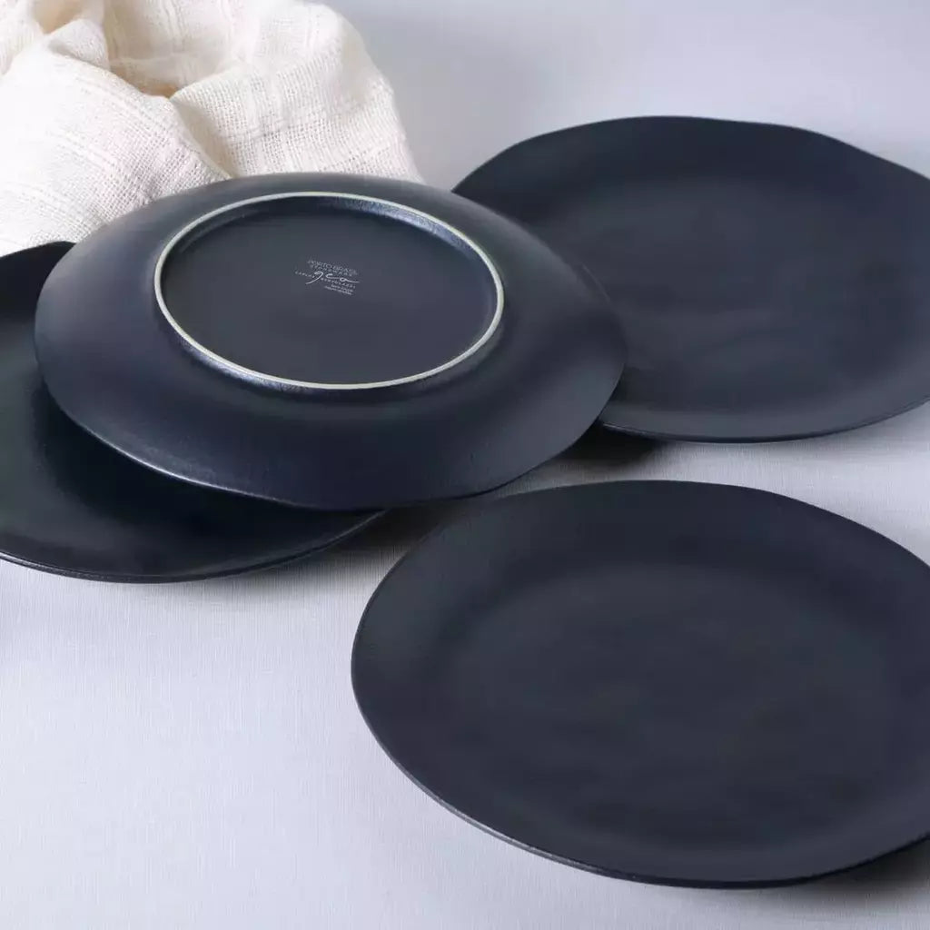 Conjunto com 6 Pratos Raso Orgânico Preto Matte
