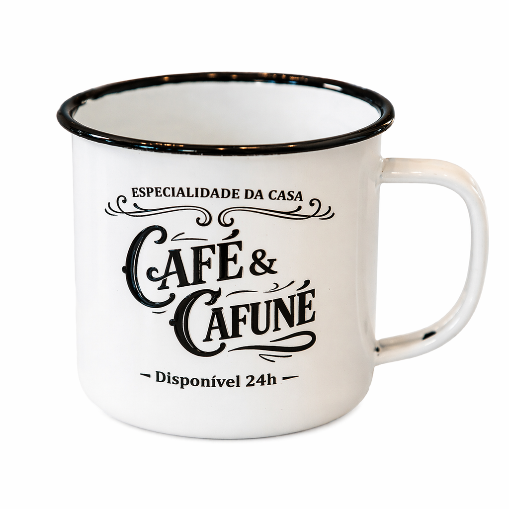 Caneca Esmaltada Retrô Café & Cafuné 350ml