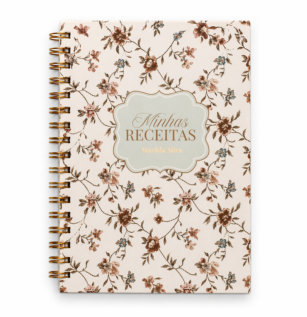 Caderno de Receitas Personalizado - Floral Vintage