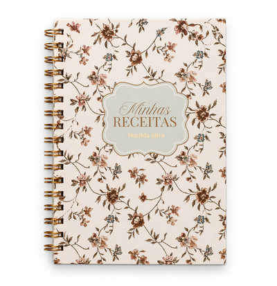 Caderno de Receitas Personalizado - Floral Vintage