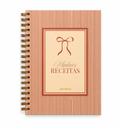 Caderno de Receitas Personalizado Listras e Laço Marrom