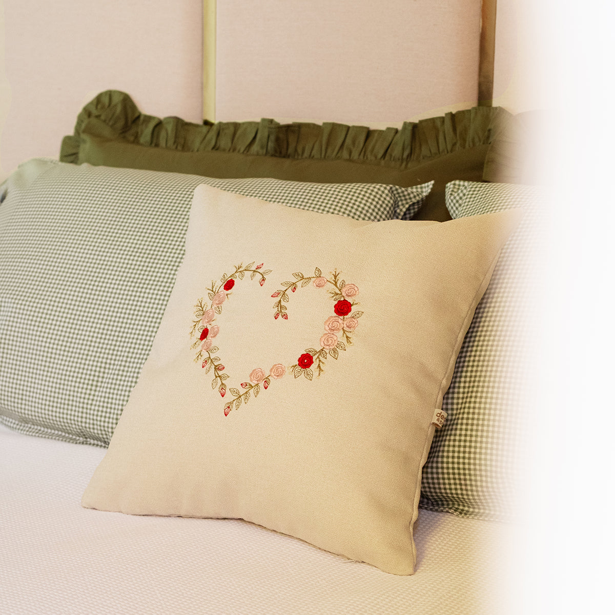 Fronha com Babado Verde Farmhouse 100% Algodão 50x70 cm - UNIDADE