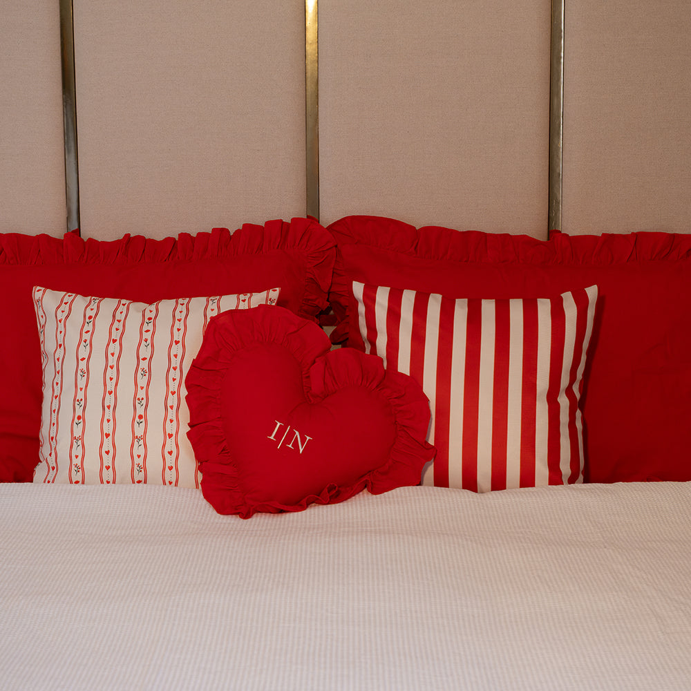 Almofada Decorativa Veludo Listras Vermelho