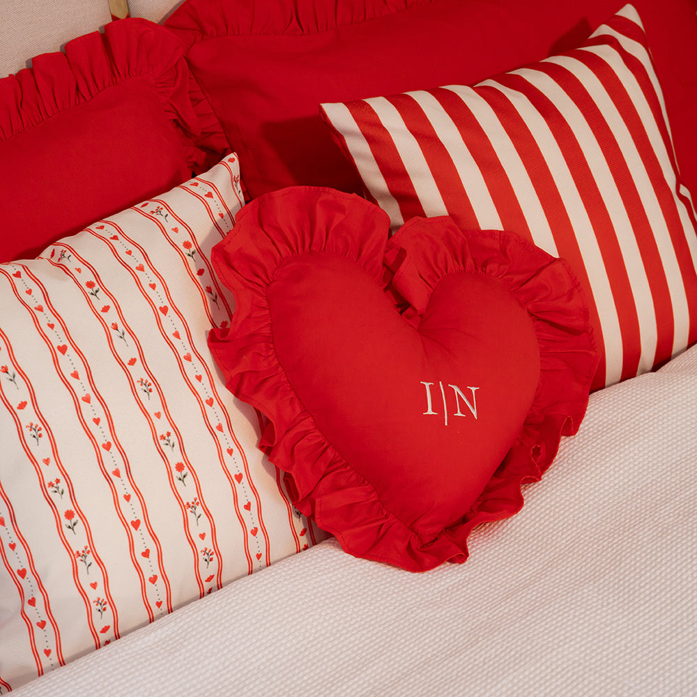 Almofada Decorativa Veludo Listras Vermelho