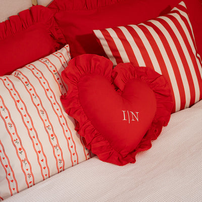 Almofada Decorativa Veludo Listras Vermelho