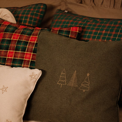 Kit 4 Capas de Almofadas Natal Farmhouse Clássico Xadrez - Verde Vermelho