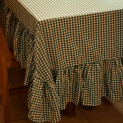 Toalha de Mesa Xadrez Verde com Babado