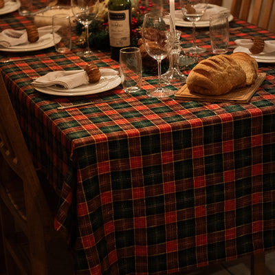 Toalha de Mesa Natal Xadrez Clássico com Lurex