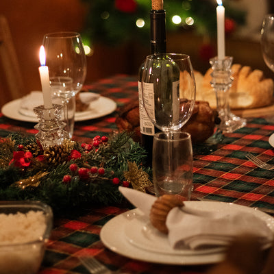 Toalha de Mesa Natal Xadrez Clássico com Lurex