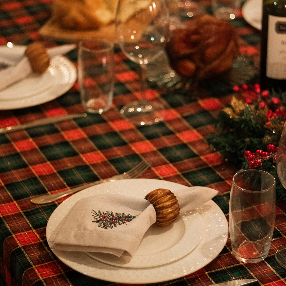 Toalha de Mesa Natal Xadrez Clássico com Lurex