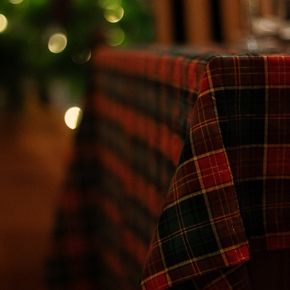 Toalha de Mesa Natal Xadrez Clássico com Lurex