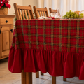 Toalha de Mesa Natal Xadrez Vermelha com Babado
