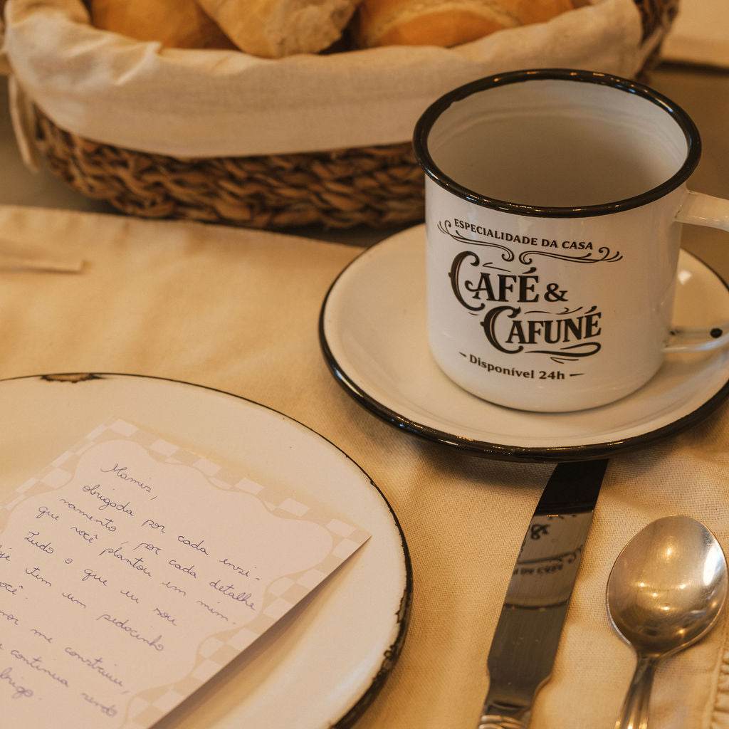 Caneca Esmaltada Retrô Café & Cafuné 350ml