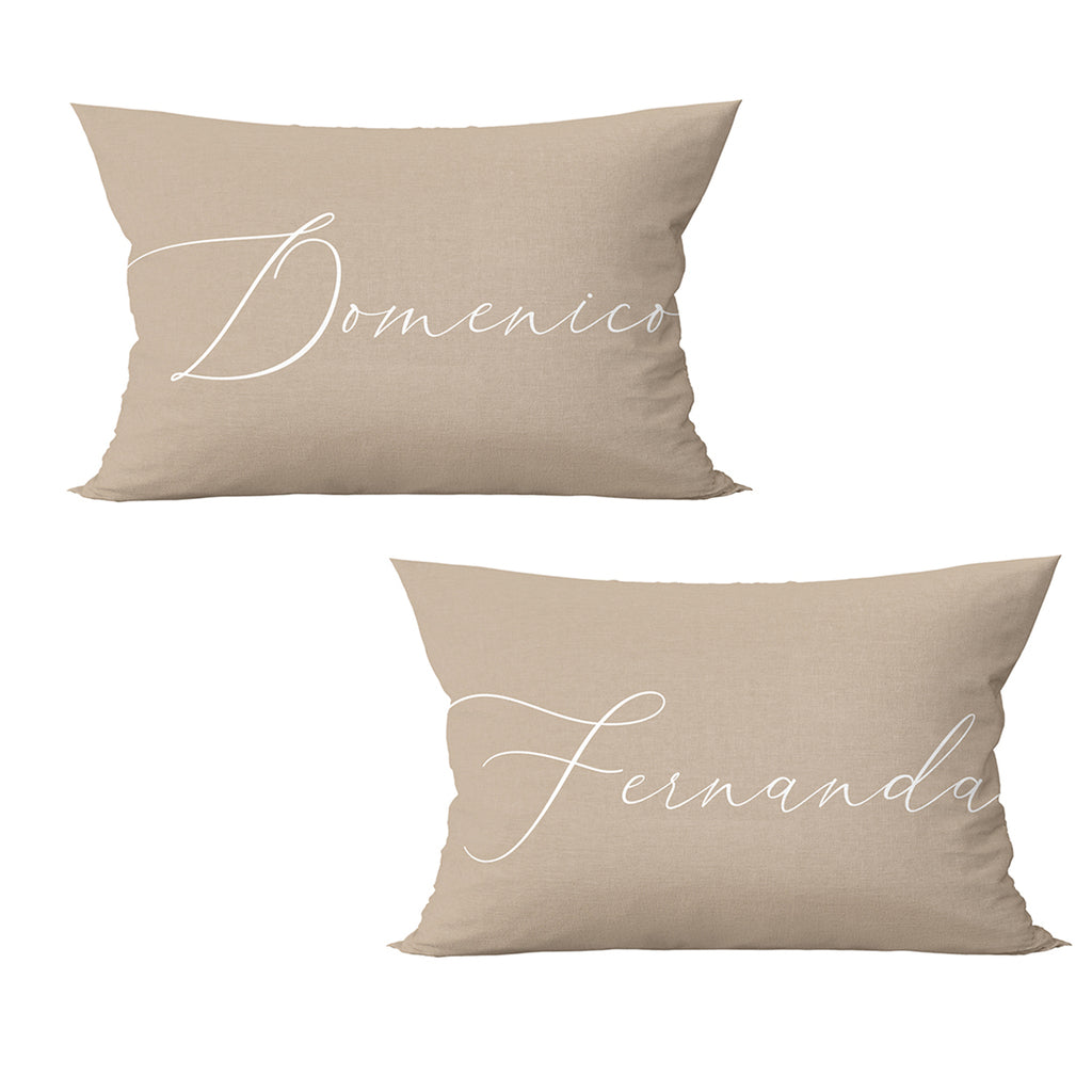 Kit 2 capas de baguetes nome casal personalizado bege