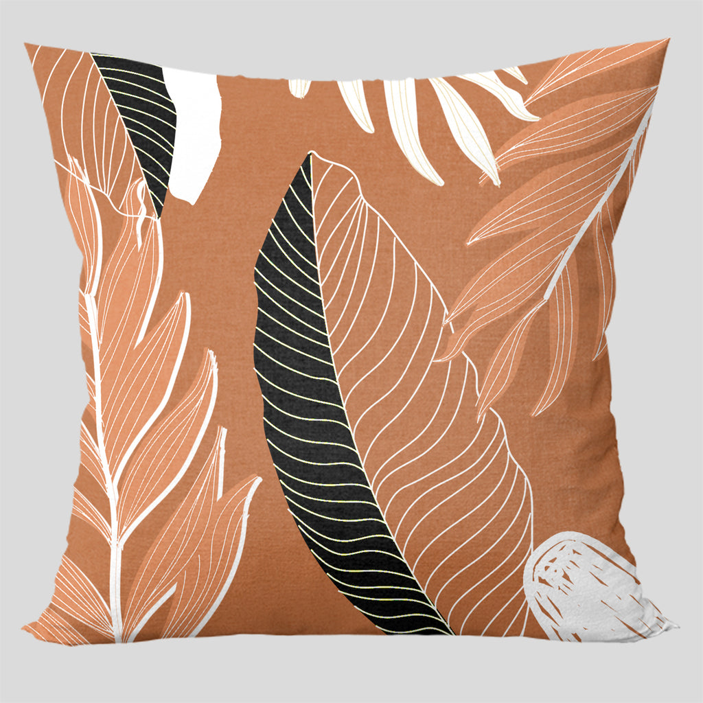 Kit 5 capas de almofadas folhagem terracota