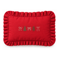 Almofada Baguete Natal Vermelha com Babado e Bordados – 45x30 cm