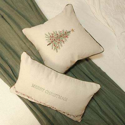 Almofada Baguete Natal Merry Christmas Bordada – 50x30 cm