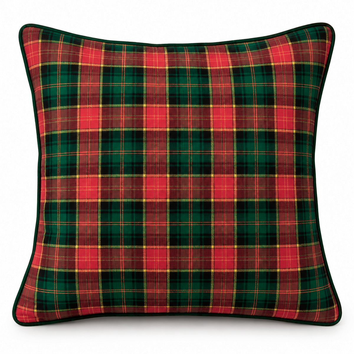 Almofada Natal Xadrez Vermelho e Verde com Vivo – 45x45 cm
