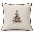 Almofada Bordada Árvore de Natal em Linho Cru – 45x45 cm
