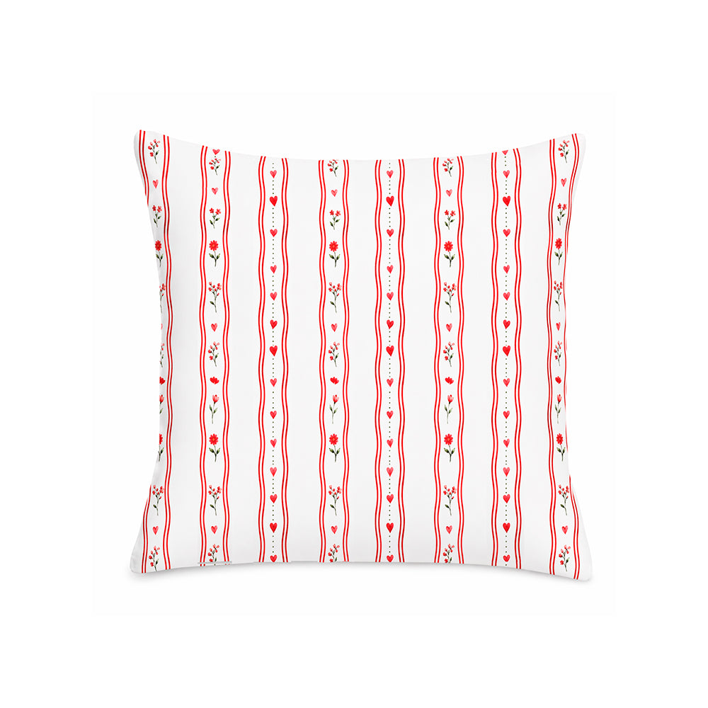 Almofada Decorativa Veludo Estampado Corações e Flores