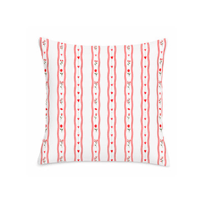 Almofada Decorativa Veludo Estampado Corações e Flores