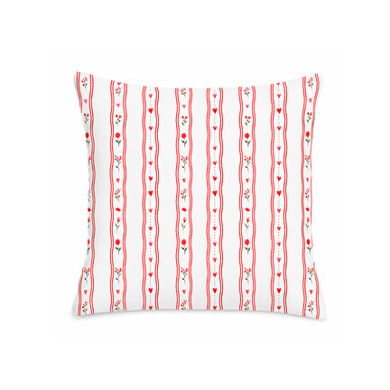 Almofada Decorativa Veludo Estampado Corações e Flores