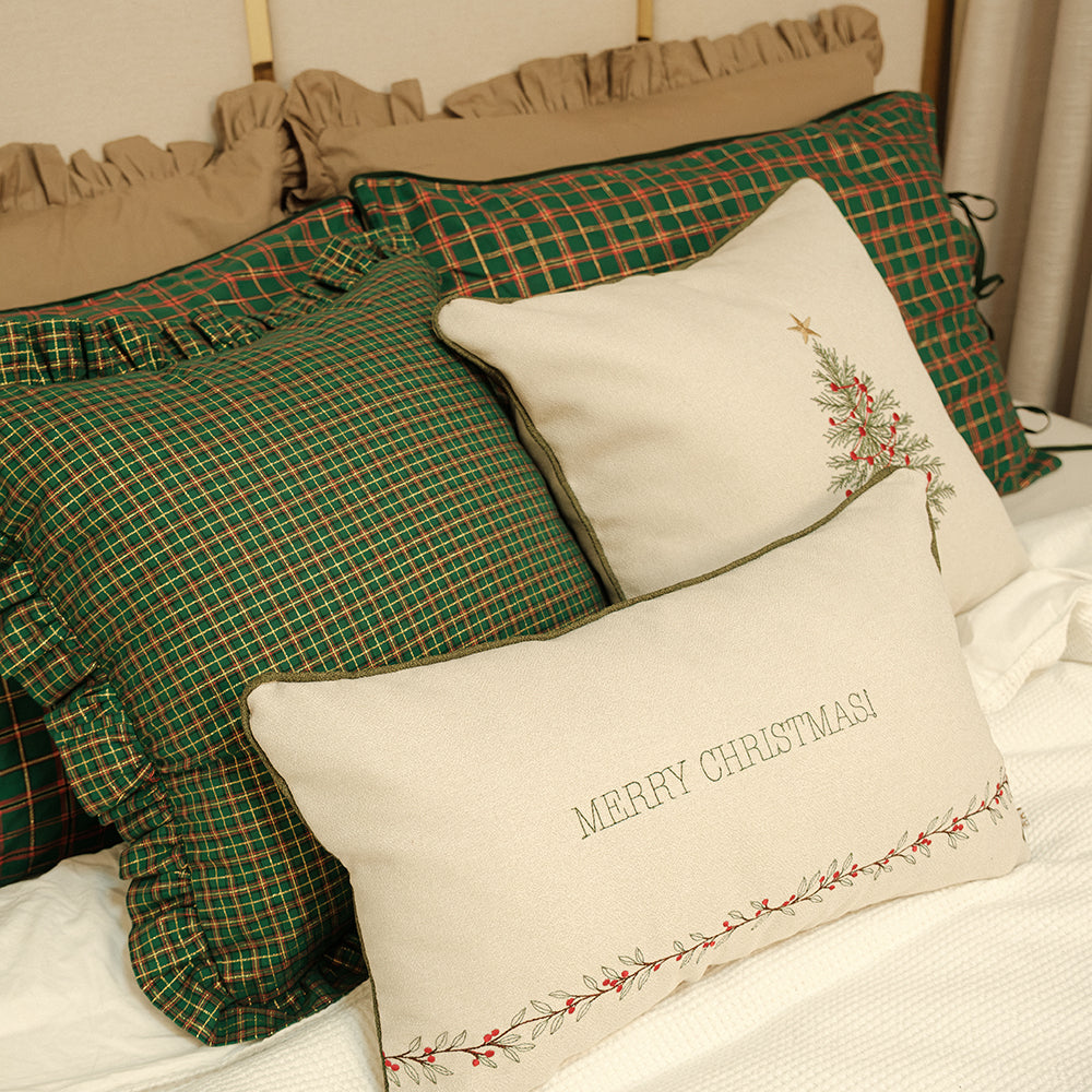 Almofada Baguete Natal Merry Christmas Bordada – 50x30 cm