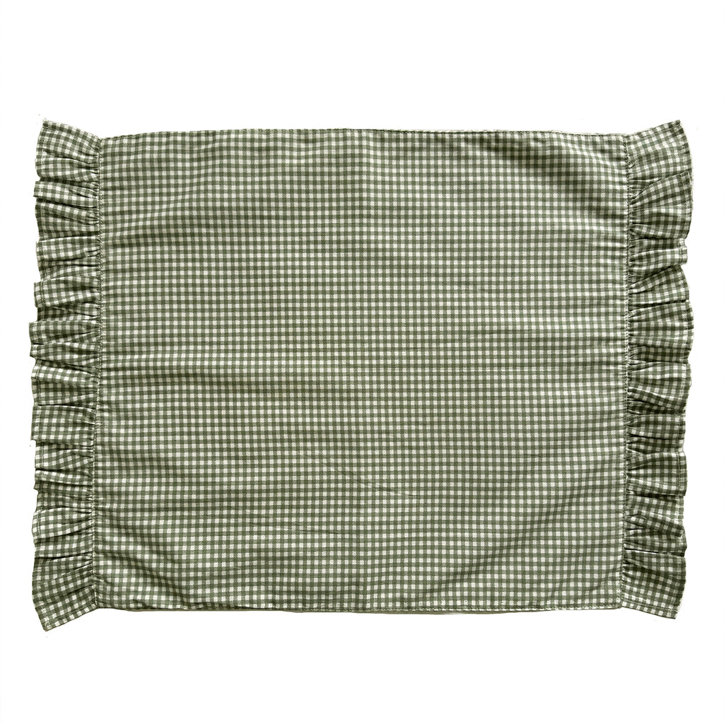 Lugar americano babado xadrez vichy - verde