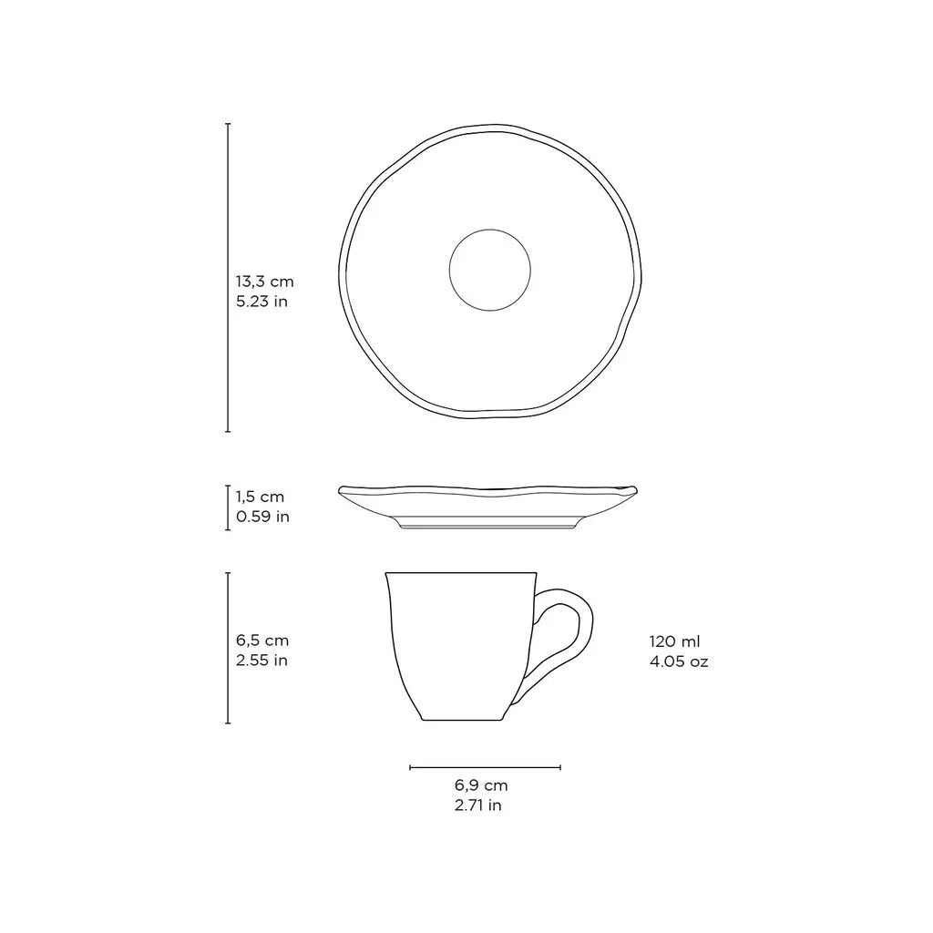 Conjunto com 6 Xícaras de Café com Pires Bio Latte