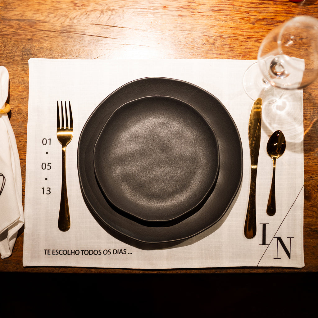 Conjunto com 6 Pratos de Sobremesa Orgânico Preto Matte