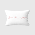 Almofada baguete personalizada com nome do casal 50x30 cm - vermelha