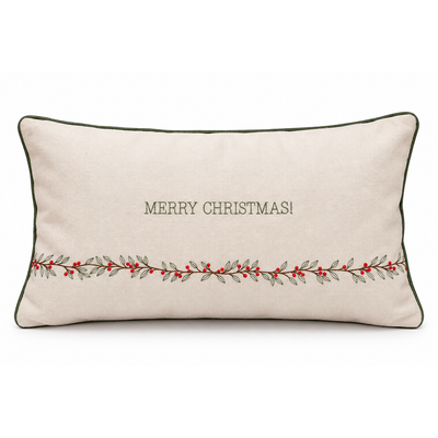 Almofada Baguete Natal Merry Christmas Bordada – 50x30 cm