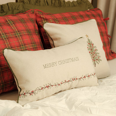 Almofada Baguete Natal Merry Christmas Bordada – 50x30 cm