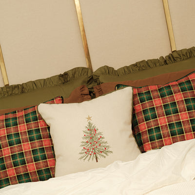 Almofada Natal Xadrez Vermelho e Verde com Vivo – 45x45 cm