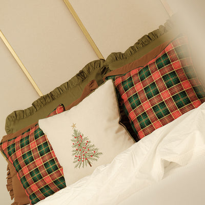 Almofada Natal Xadrez Vermelho e Verde com Vivo – 45x45 cm