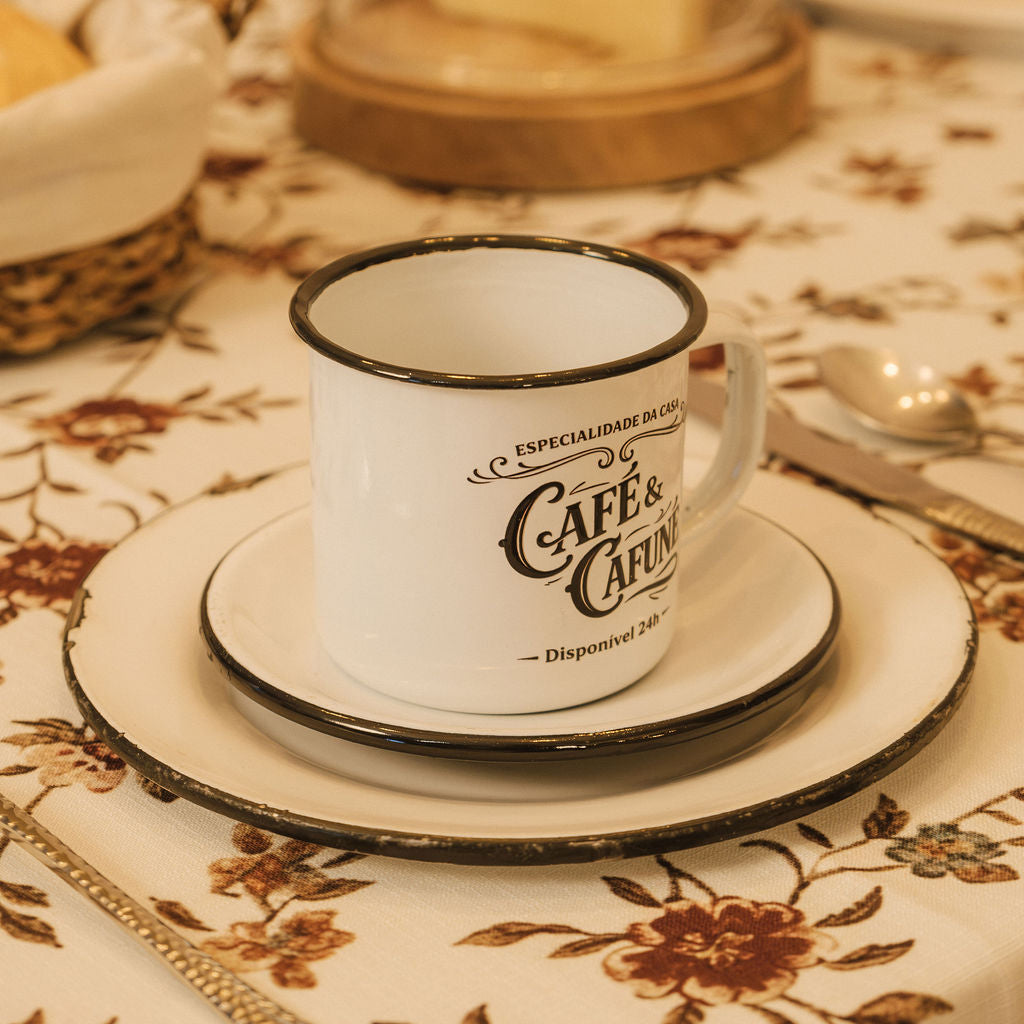 Caneca Esmaltada Retrô Café & Cafuné 350ml