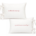 Dupla de Fronhas de Laço com Frase Bordada | 100% Algodão | 50x70 cm | Branco