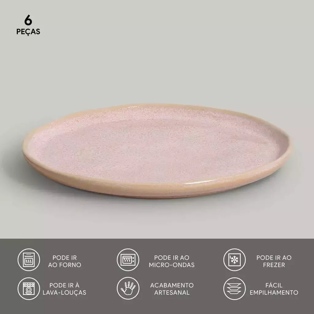Conjunto com 6 Pratos de Sobremesa Bio Litchi