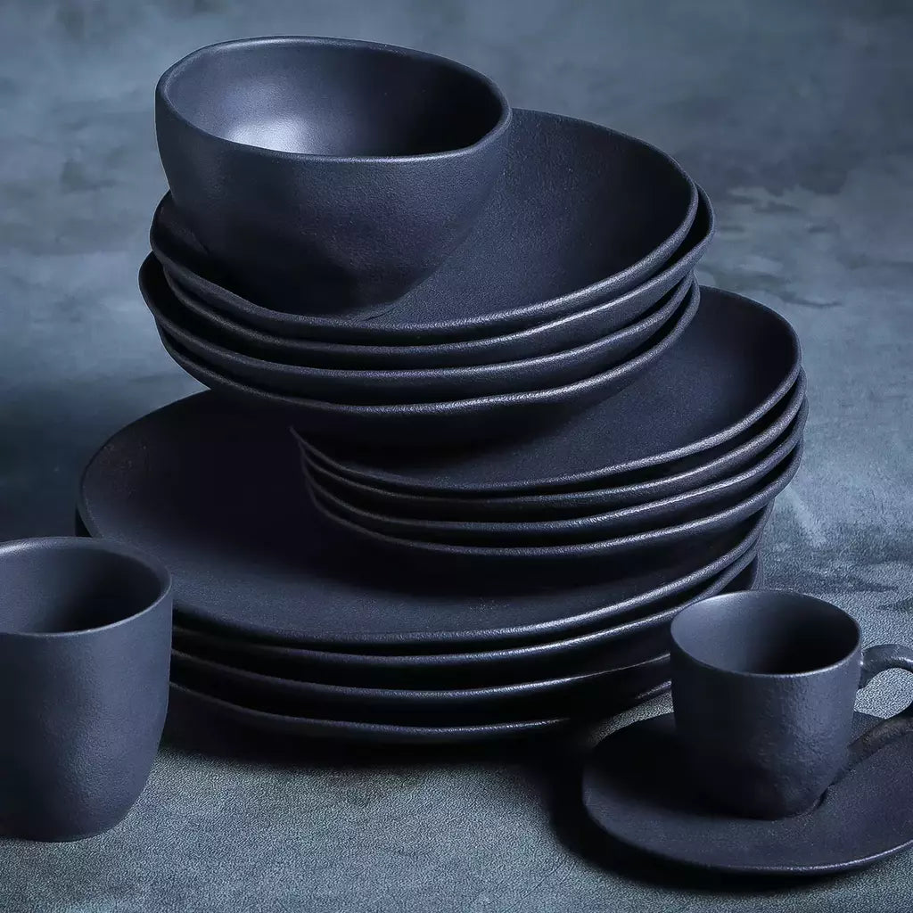 Conjunto com 6 Xícaras de Café com Pires Bio Preto Matte
