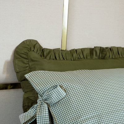 Fronha com Babado Verde Farmhouse 100% Algodão 50x70 cm - UNIDADE